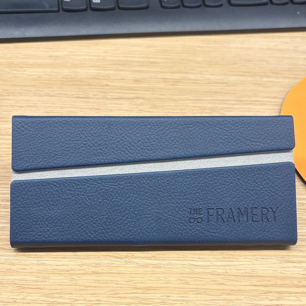 Frame Denim Blue and Silver Glasses Case